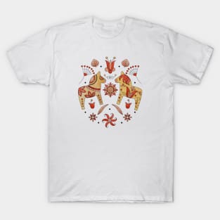 Scandinavian Folklore Dala Horses T-Shirt